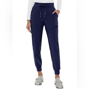 NWT Med Couture 6 Pocket High Waist Navy Blue Jogger